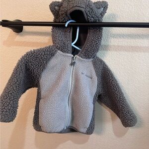 Columbia Charcoal Fleece Baby Jacket with Bear Ears